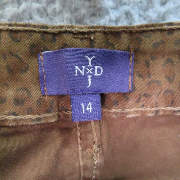 NYDJ Ankle Pants 14 Brown Cheetah Print Mid Rise 5 Pockets Ankle Cotton Blend - Picture 8 of 12